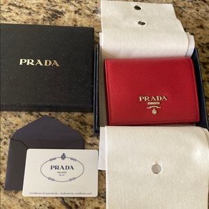 Prada small logo plaque wallet